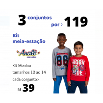 Kit C/3 Menino Meia-estação Analê 10 Ao 14