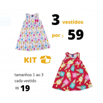 Kit C/3 Vestidos Pipa 1 Ao 3