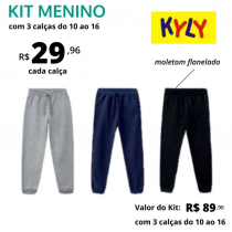 Kit C/3 Calças Moletom Flanelada Kyly Tam. ( 10-16 )   