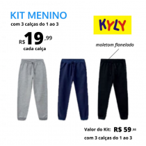 Kit C/3 Calças Moletom Flanelada Kyly  ( 1 - 3)  